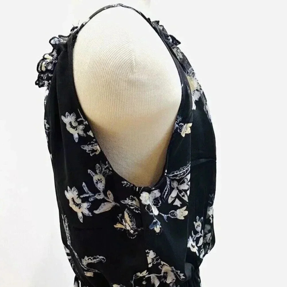 NWT WALLFLOWER Women Sleeveless Pullover High Neck Lined Floral Maxi Dress Large - Picture 10 of 13
